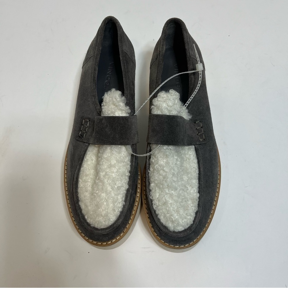 Vince Shearling Zola Suede Slip On Platform Loafer 6.5 - Picture 4 of 11